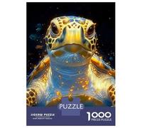 Rompecabezas De 1000 Piezas para Adolescentes Sea Turtle with Golden Glow Animal Rompecabezas para Adultos Juegos Familiares Corte De Precisión Regalos Y Cumpleaños Únicos 38x26cm/1000pcs