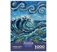 Rompecabezas De 1000 Piezas para Adolescentes Sea Turtles in Van Gogh Style Ocean Rompecabezas Juegos Divertidos Regalos para Mujeres Cumpleaños Y Navidad 38x26cm/1000pcs