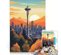 Rompecabezas de 1000 Piezas para Adolescentes Seattle Washington Juguetes para armar Mejora la Memoria colección de Artistas Bellas Artes 38x26cm