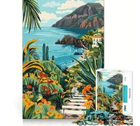 Rompecabezas de 1000 Piezas para Adolescentes Sendero costero con Flores,Corte preciso,Divertido Juego de lógica,Juego Tranquilo,decoración navideña,Regalo (38x52cm)