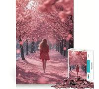 Rompecabezas de 1000 Piezas para Adolescentes Sendero de Flores de Cerezo,Encaje, Arte,Juego de concentración Mental,Tiempo de Descanso,diversión, (38x26cm)