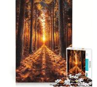 Rompecabezas de 1000 Piezas para Adolescentes Sendero del Bosque Dorado, Juegos Familiares, Corte de precisión, cumpleaños y Navidad 38x52cm