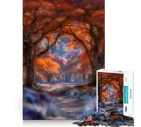 Rompecabezas de 1000 Piezas para Adolescentes Sendero del Bosque otoñal,Arte de Bordes precisos,Juguete de Entrenamiento Cerebral,Juego para Pasar un rato Agradable,decoración navideña (38x26cm)