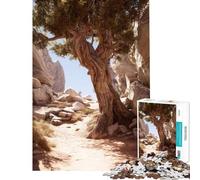 Rompecabezas de 1000 Piezas para Adolescentes Sendero del Desierto con árbol Antiguo Rompecabezas para Adultos Juegos relajantes Desafío difícil cumpleaños (Tamaño 38x52cm)