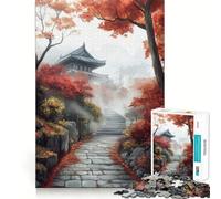 Rompecabezas de 1000 Piezas para Adolescentes Sendero del Templo de Otoño,Arte de Corte Limpio,Juego Creativo,Juguete,Juego Relajante, (50x75cm)