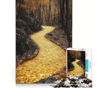 Rompecabezas de 1000 Piezas para Adolescentes Sendero Dorado en el Bosque otoñal Juego de ingenio, difícil y desafiante Toda la Familia 38x26cm