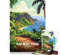 Rompecabezas de 1000 Piezas para Adolescentes Sendero Kalalau,Hawái Póster de Viaje de Bordes precisos Actividad para Mentes Inteligentes Juego para Pasar un rato Agradable Regalo de cumpleaños