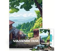 Rompecabezas de 1000 Piezas para Adolescentes Sendero Nakasendo,Paisaje japonés,Arte,Corte preciso,Divertido Juego de lógica,Juego Tranquilo,decoración navideña,Regalo (38x52cm)