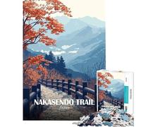 Rompecabezas de 1000 Piezas para Adolescentes Sendero Nakasendo Paisaje japonés Juguetes artísticos Juegos educativos Juego práctico Regalo de cumpleaños Amigo Invisible (tamaño 50x75cm)