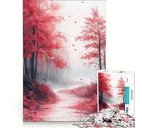 Rompecabezas de 1000 Piezas para Adolescentes Sendero Rojo en el Bosque otoñal Juegos Familiares para divertirse en Familia colección de Artistas Bellas Artes 50x75cm