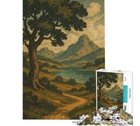 Rompecabezas de 1000 Piezas para Adolescentes Sendero susurrante hacia el Lago de la montaña Rompecabezas para Adultos Juegos Divertidos de análisis y lógica cumpleaños (38x52cm)