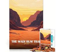 Rompecabezas de 1000 Piezas para Adolescentes Sendero Wadi Rum, Paisaje de Jordania Decoración Impecable Juguete para ejercitar la Mente Juego para Relajarse Regalo Divertido de Navidad (50x75cm)