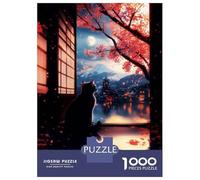 Rompecabezas De 1000 Piezas para Adolescentes Serene Cute Cat Scenery Rompecabezas para Adultos Juegos Relajantes Vacaciones En Casa Matar El Tiempo 52x38cm/1000pcs