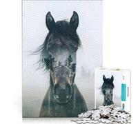 Rompecabezas de 1000 Piezas para Adolescentes Serenidad de Caballos Salvajes Juguetes para armar decoración de Pared con Piezas de Formas aleatorias Que encajan Perfectamente 38x52cm