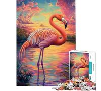 Rompecabezas de 1000 Piezas para Adolescentes Serenidad de flamencos al Atardecer Rompecabezas para Adolescentes Que Mejora la Memoria Lista de Deseos con Papá Noel Juego Educativo Familiar 38x52cm