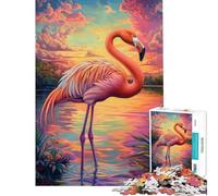 Rompecabezas de 1000 Piezas para Adolescentes Serenidad de flamencos al Atardecer Rompecabezas para Adultos Rompecabezas para la diversión Familiar Un Reto para completar Un Juego Divertido