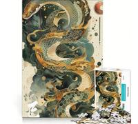 Rompecabezas de 1000 Piezas para Adolescentes Serpiente del Zodiaco japonés, Juegos relajantes, Actividades Divertidas para Hacer en casa, cumpleaños y Navidad 38x52cm