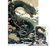 Rompecabezas de 1000 Piezas para Adolescentes Serpiente Ukiyo E Japón China Juego Educativo Regalos para Mujeres Juguetes de Bricolaje Regalos para Amigos y Familiares (75x50cm)