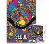 Rompecabezas de 1000 Piezas para Adolescentes, Seúl, Corea del Sur, Mapa de la Ciudad, Arte Pop, Juegos Familiares, Mejora la Memoria, Regalos de cumpleaños, tamaño 50x75cm