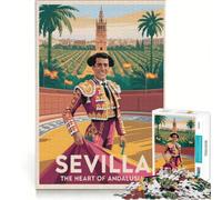 Rompecabezas de 1000 Piezas para Adolescentes Sevilla ︰ El corazón de Andalucía Póster Juguetes DIY Mejora la Memoria Colección de Artistas Bellas Artes 38x52cm