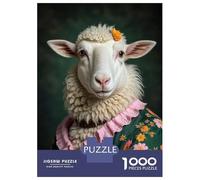 Rompecabezas De 1000 Piezas para Adolescentes Sheep in Floral Dress Rompecabezas para Adultos Juguetes DIY Desafío Difícil Regalos para Amigos Y Familiares 52x38cm/1000pcs