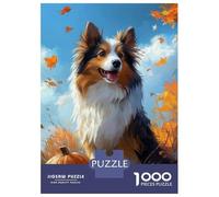 Rompecabezas De 1000 Piezas para Adolescentes Sheltie with Pumpkins Autumn Dog Print Rompecabezas para Adolescentes Juego Práctico para Mejorar La Memoria Regalos Y Cumpleaños Únicos 70x50cm/1000pcs