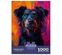 Rompecabezas De 1000 Piezas Para Adolescentes Shepherd Mix Dog Portrait in Abstract Colors Pop Art Style Rompecabezas Para Adultos Juegos Relajantes Decoración Del Hogar Regalos De Cumpleaños Y Únicos