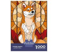 Rompecabezas De 1000 Piezas para Adolescentes Shiba Inu in Stained Glass Style Rompecabezas para Adultos Juegos Familiares Corte De Precisión Regalos Y Cumpleaños Únicos 38x26cm/1000pcs