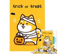 Rompecabezas de 1000 Piezas para Adolescentes Shiba Inu Momia Truco o Trato para Juego Educativo Juguete desafiante para Juego Educativo Obra de Arte difícil Regalo (tamaño 38x26cm)