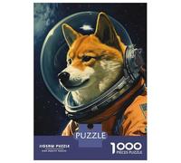 Rompecabezas De 1000 Piezas para Adolescentes Shiba Inu The Astronaut Rompecabezas para Adultos Juego De Ingenio Análisis Y Lógica Actividades Divertidas En Casa, 38x26cm/1000pcs