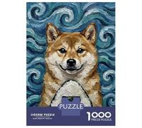 Rompecabezas De 1000 Piezas para Adolescentes Shiba Inu with Onigiri Painting Rompecabezas para Adultos Juego De Ingenio Decoración Ayuda A Ejercitar El Cerebro 70x50cm/1000pcs