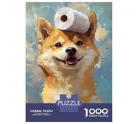 Rompecabezas De 1000 Piezas para Adolescentes Shiba Inu with Toilet Paper Rompecabezas para Adultos Juego De Ingenio Ensamblaje De Patrones Desafiante De Completar 52x38cm/1000pcs