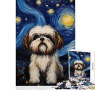 Rompecabezas de 1000 Piezas para Adolescentes Shih Tzu Vincent Van Gogh Juguete Educativo Regalos para Mujeres Hombres Juegos de relajación Interacción Entre Padres e Hijos Tamaño 50x75cm