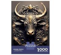 Rompecabezas De 1000 Piezas para Adolescentes Shiny Golden Bull Art Deco Rompecabezas para Adultos Juegos Relajantes Decoración De Pared para Cumpleaños, Navidad 38x26cm/1000pcs