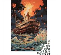 Rompecabezas De 1000 Piezas para Adolescentes Ship in Stormy Sea Explosion Rompecabezas para Adultos Juegos Familiares Regalos para Mujeres Cumpleaños 70x50cm/1000pcs