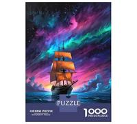 Rompecabezas De 1000 Piezas para Adolescentes Ship Sea Aurora Borealis Rompecabezas para Adultos Juego De Ingenio Regalo De Cumpleaños para Cumpleaños, Navidad 70x50cm/1000pcs