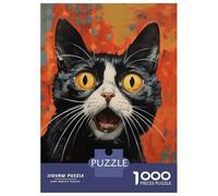Rompecabezas De 1000 Piezas para Adolescentes Shocked Cat Funny Animal Rompecabezas para Adultos Juego De Ingenio Análisis Y Lógica Actividades Divertidas En Casa, 70x50cm/1000pcs