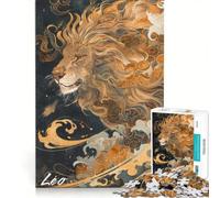 Rompecabezas de 1000 Piezas para Adolescentes Signo Zodiacal Leo Juguete Educativo decoración para el hogar con póster y Hoja de Preguntas a Juego 50x75cm