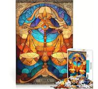 Rompecabezas de 1000 Piezas para Adolescentes, Signo Zodiacal Libra, Arte en vitral, Juegos Familiares, para la diversión Familiar, colección de Artistas, Bellas Artes 38x26cm