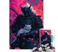 Rompecabezas de 1000 Piezas para Adolescentes Silent Samurai (Juego de Palabras con Cat Puzzle para Adultos) Juguetes de Bricolaje Regalos de cumpleaños para Amigos y Familiares (tamaño 50x75cm)