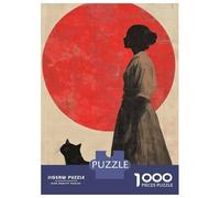 Rompecabezas De 1000 Piezas para Adolescentes Silhouette Woman and Cat Rompecabezas para Adultos Juego De Ingenio Ensamblaje De Patrones Desafiante De Completar 52x38cm/1000pcs
