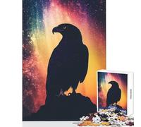 Rompecabezas de 1000 Piezas para Adolescentes Silueta de águila contra una Galaxia Juguete Educativo Gran Regalo y Juego de ingenio Entrena tu Cerebro y Tus Manos tamaño 50x75cm