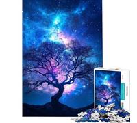 Rompecabezas de 1000 Piezas para Adolescentes Silueta de árbol bajo un Cielo Estrellado Divertido Juego de Rompecabezas Decoración Perfecta Regalo Ideal para Toda la Familia (Tamaño 38x52cm)