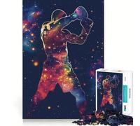 Rompecabezas de 1000 Piezas para Adolescentes Silueta de Galaxia boxeadora,Arte de Corte Exacto,Juego para ejercitar la Mente,Juego para Relajarse,Arte navideño para el Tiempo Libre 38x52cm