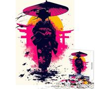 Rompecabezas de 1000 Piezas para Adolescentes Silueta de Geisha al Atardecer Juguete Educativo Regalo de Amigo Secreto Juego de ingenio Ayuda a ejercitar el Cerebro tamaño 50x75cm