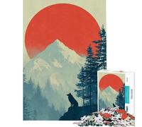 Rompecabezas de 1000 Piezas para Adolescentes Silueta de Lobo Paisaje de montaña Actividades Divertidas en casa decoración Juego de ingenio Apto para Mayores de 14 años (38x26cm)