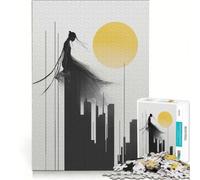 Rompecabezas de 1000 Piezas para Adolescentes Silueta de Mujer contemplando un Paisaje Urbano con Sol Ideal para Relajarse desconectar intelectualmente cumpleaños 38x52cm