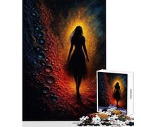 Rompecabezas de 1000 Piezas para Adolescentes Silueta de Mujer en un Paisaje Abstracto ardiente Juego práctico Regalo de cumpleaños decoración del hogar Juguetes Entrena tu Cerebro y Tus Manos