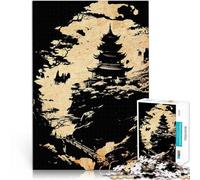 Rompecabezas de 1000 Piezas para Adolescentes Silueta de Pagoda Japonesa Montaje de Patrones Toda la Familia. 50x70cm