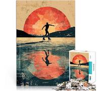 Rompecabezas de 1000 Piezas para Adolescentes Silueta de Patinaje sobre Hielo desafío Educativo con póster a Juego y Hoja de Trivia 52x38cm